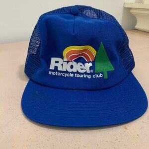 Vintage 1970s Rider motorcycle touring club trucker hat